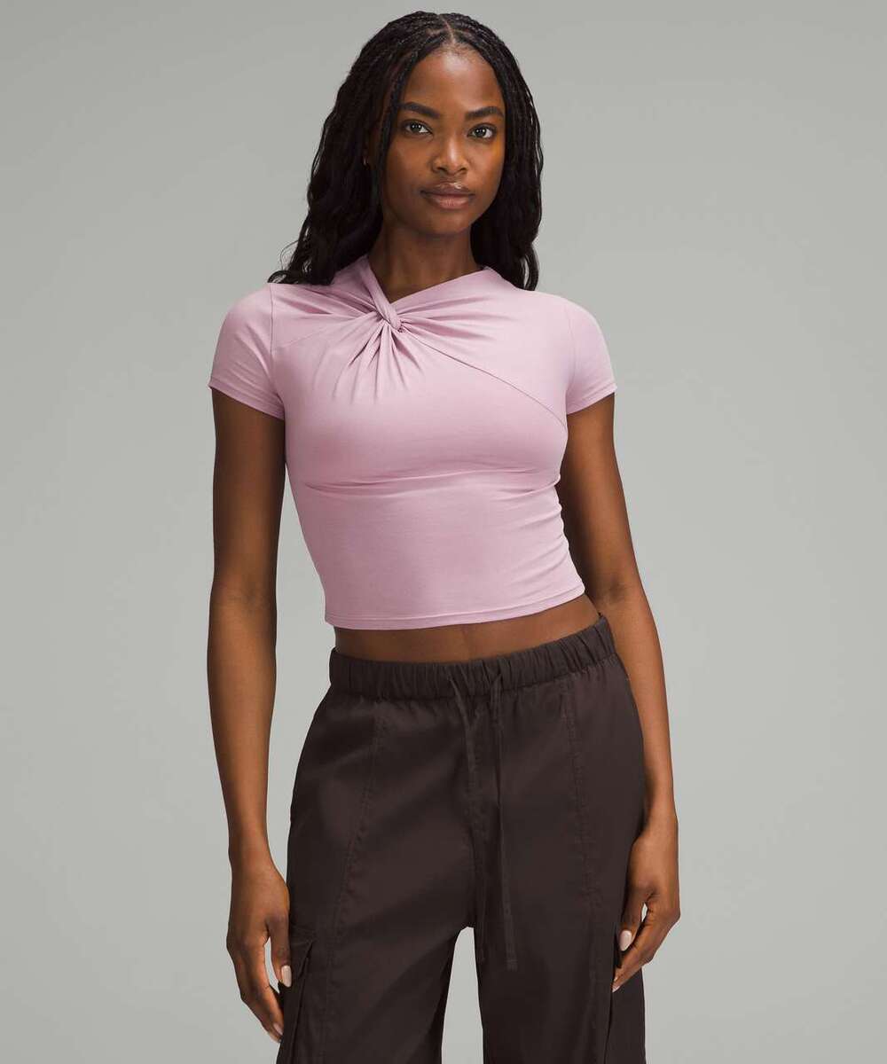 NWT Lululemon Asymmetrical Front-Twist T-Shirt Rose Blush Size Medium